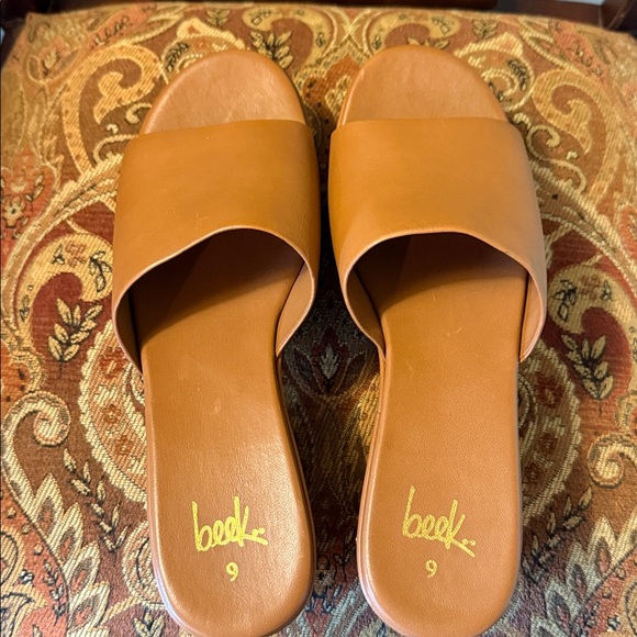 Beek Ibis Leather NWOT Platform Heel. Carmel color . Size 9 . - Picture 4 of 10